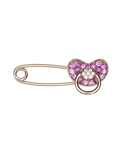 Molu Pırlantalı Pembe Safirli Çengelli İğne