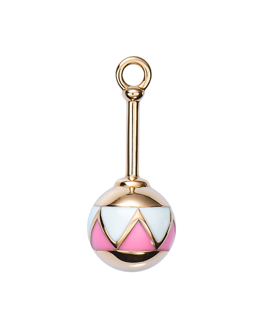 Molu Beyaz Mineli Pembe Çıngırak Charm