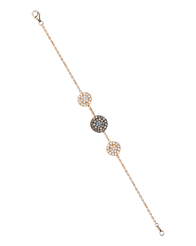 Molu Kahve Beyaz Pırlantalı Üç Yuvarlaklı Pave Bilezik