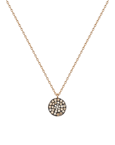 Molu Kahve Pırlantalı Yuvarlak Pave Kolye