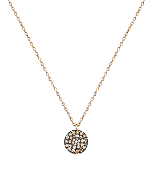 Molu Kahve Pırlantalı Yuvarlak Pave Kolye