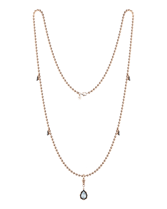 Molu Elmaslı Damla Tektaşlı Kolye