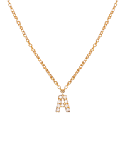 Molu Pırlantalı A Harfli Kolye