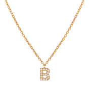 Molu Pırlantalı B Harfli Kolye