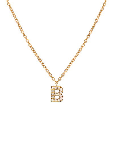 Molu Pırlantalı B Harfli Kolye