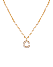 Molu Pırlantalı C Harfli Kolye