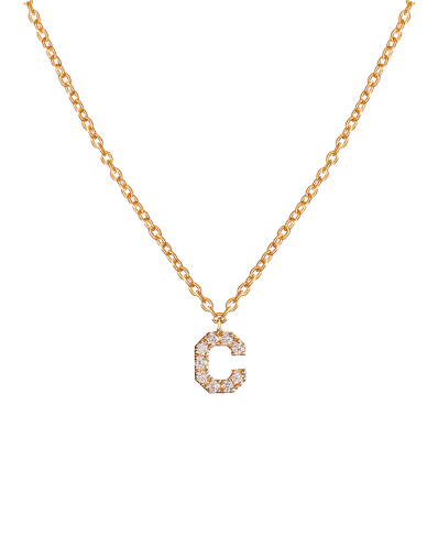 Molu Pırlantalı C Harfli Kolye