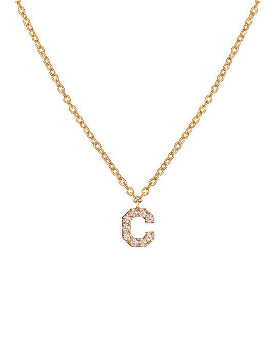Molu Pırlantalı C Harfli Kolye