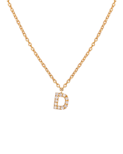 Molu Pırlantalı D Harfli Kolye