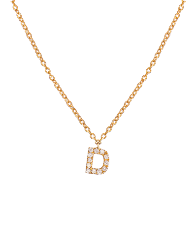 Molu Pırlantalı D Harfli Kolye