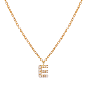 Molu Pırlantalı E Harfli Kolye