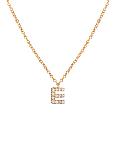 Molu Pırlantalı E Harfli Kolye