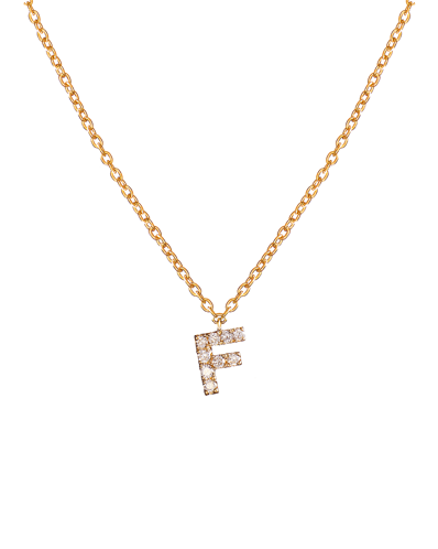 Molu Pırlantalı F Harfli Kolye