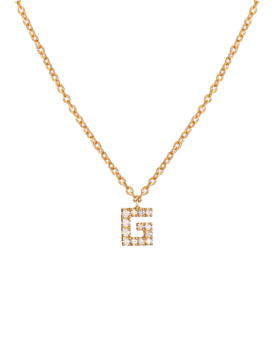 Molu Pırlantalı G Harfli Kolye