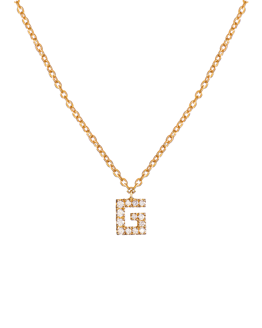 Molu Pırlantalı G Harfli Kolye