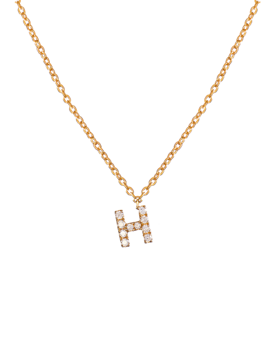 Molu Pırlantalı H Harfli Kolye