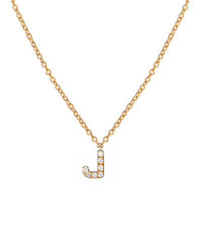 Molu Pırlantalı J Harfli Kolye