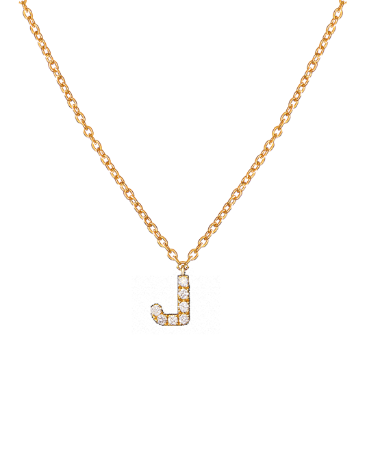 Molu Pırlantalı J Harfli Kolye