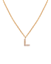 Molu Pırlantalı L Harfli Kolye