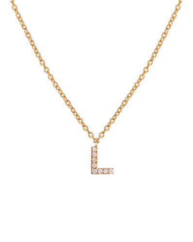 Molu Pırlantalı L Harfli Kolye