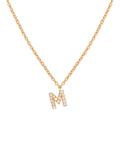 Molu Pırlantalı M Harfli Kolye