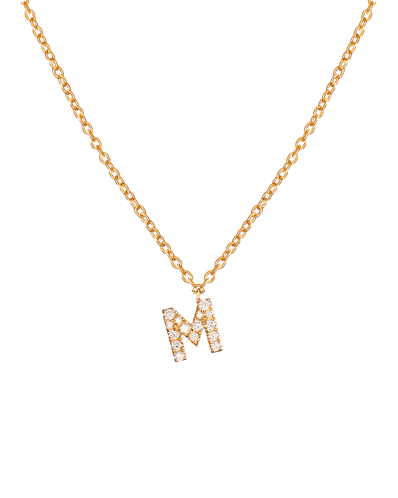 Molu Pırlantalı M Harfli Kolye