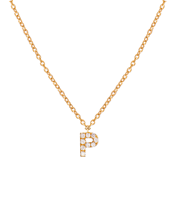 Molu Pırlantalı P Harfli Kolye