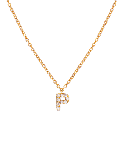 Molu Pırlantalı P Harfli Kolye