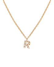 Molu Pırlantalı R Harfli Kolye