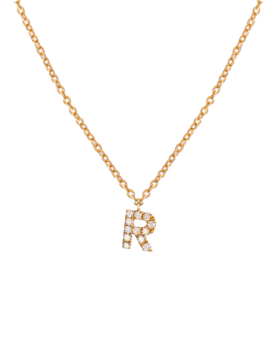 Molu Pırlantalı R Harfli Kolye
