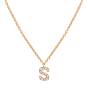 Molu Pırlantalı S Harfli Kolye