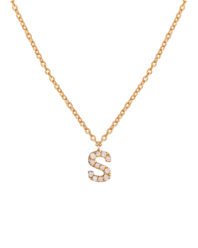 Molu Pırlantalı S Harfli Kolye