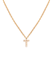 Molu Pırlantalı T Harfli Kolye