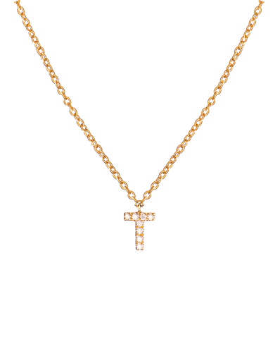 Molu Pırlantalı T Harfli Kolye