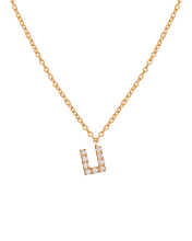 Molu Pırlantalı U Harfli Kolye