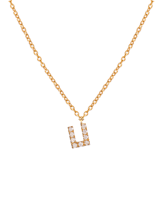 Molu Pırlantalı U Harfli Kolye