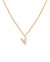 Molu Pırlantalı V Harfli Kolye