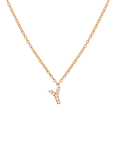 Molu Pırlantalı Y Harfli Kolye