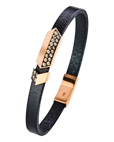 Molu Kahve Pırlantalı Derili Bilezik