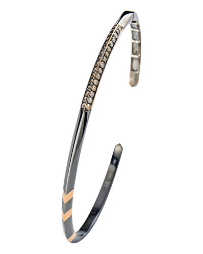 Molu Kahve Pırlantalı Gümüş Bilezik