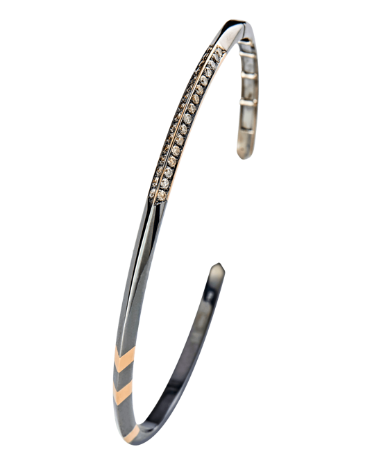 Molu Kahve Pırlantalı Gümüş Bilezik