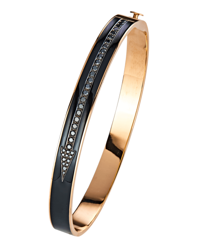 Molu Siyah Pırlantalı Siyah Mineli Oklu Bilezik