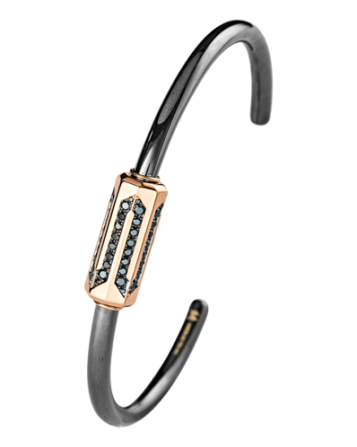 Molu Siyah Pırlantalı Gümüş Bilezik