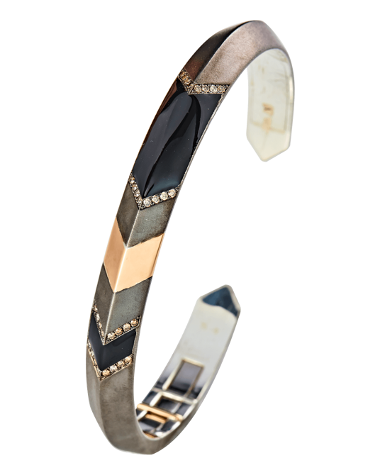 Molu Kahve Pırlantalı Gümüş Bilezik