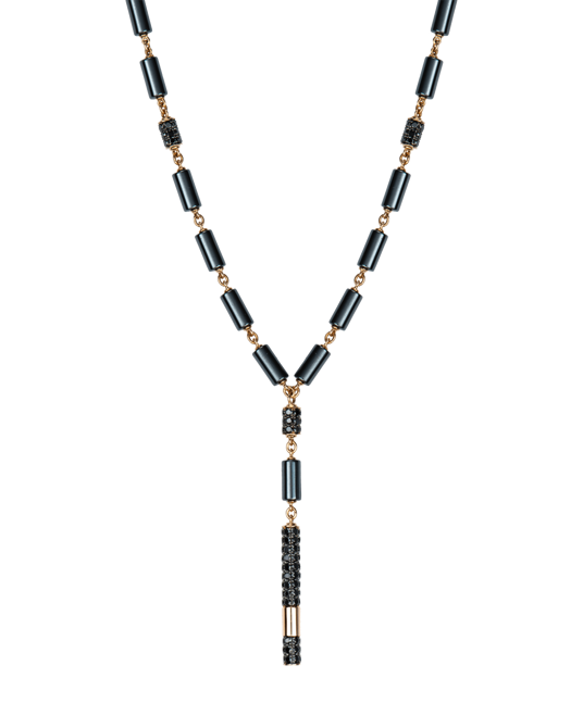Molu Siyah Pırlantalı Hematitli Kolye