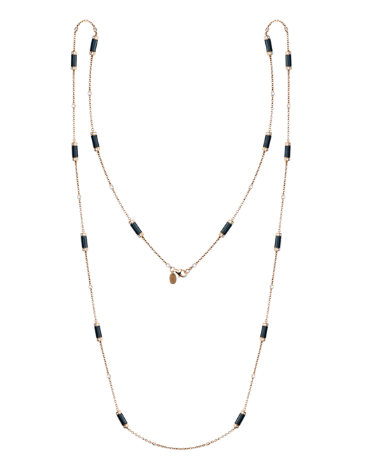 Molu Pırlantalı Siyah Mineli Kolye