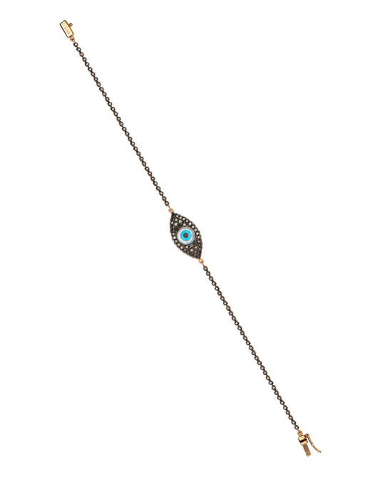 Molu Kahve Siyah Pırlantalı Badem Gözlü Su Bilezik