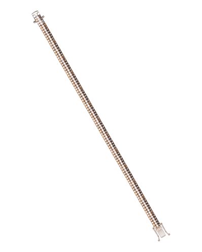 Molu Kahve Siyah Beyaz Pırlantalı Üç Sıralı Su Bilezik