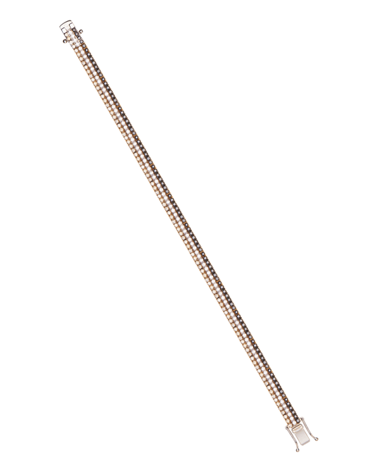 Molu Kahve Siyah Beyaz Pırlantalı Üç Sıralı Su Bilezik