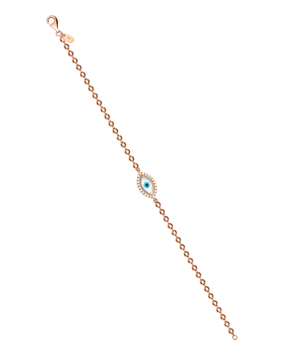 Molu Pırlantalı Badem Gözlü Top Zincirli Bilezik